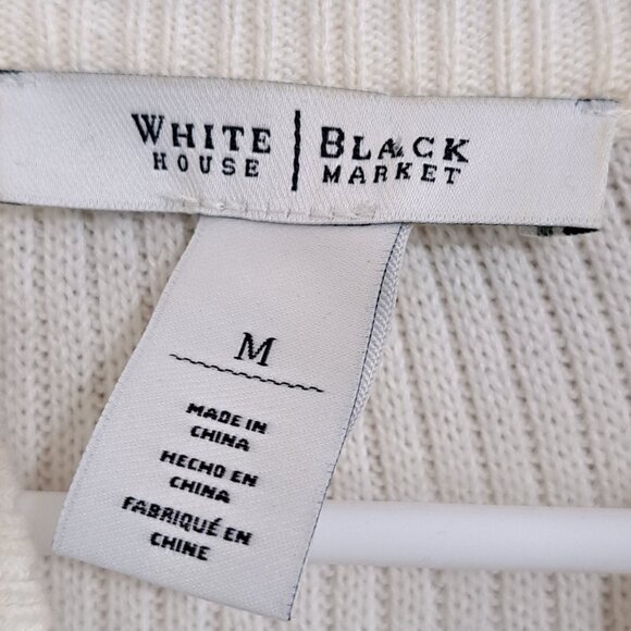 WHBM White House/Black Market M Cream Side Zip Collared Cotton Sweater - Picture 2 of 8